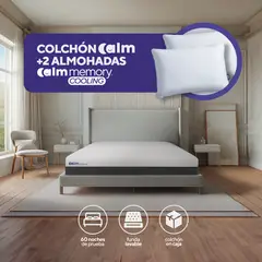 CALM - Pack Colchón Original de Memory Foam 2 Plazas + 2 Almohadas Calm Memory Cooling