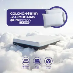CALM - Pack Colchón Hybrid de Memory Foam 2 Plz + 2 Almohada Calm Memory Cooling