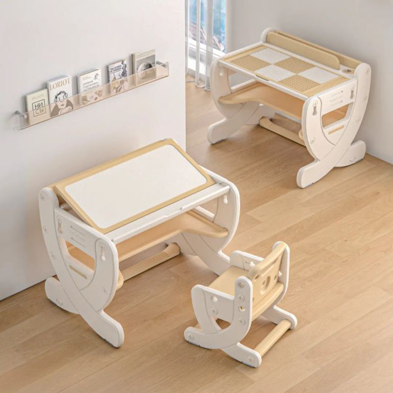 Set Escritorio Infantil Ajustable Altura + Silla Ajustable en Altura Beige