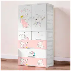 GENERICO - Ropero de 1 cuerpos plegable blanco diseño conejo de 156 cm