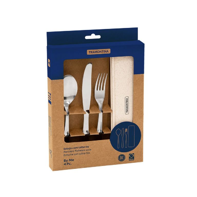 SET DE CUBIERTOS CON ESTUCHE PORTATIL TRAMONTINA BEIGE