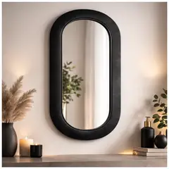INSPIRA - Espejo Decorativo Ovalado de Pared 58 x 35 cm Negro