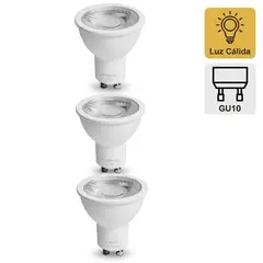 EXTRALED - Pack x3 Foco Dicroico LED COB 7w Gu10 Luz Cálida