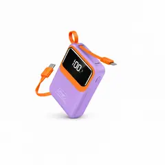 GENERICO - Mini Power Bank Portátil 15000mAh con Pantalla LED y Carga Rápida Purple Body