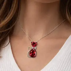 GENERICO - COLLAR PARA MUJER - GATO BRILLANTE RUBÍ