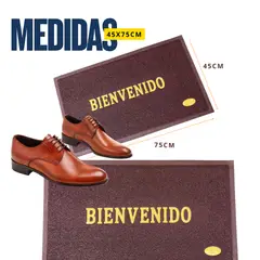 SM - ALFOMBRA BIENVENIDO ANTIDESLIZANTE CON BORDES 45X75 CM MARRON