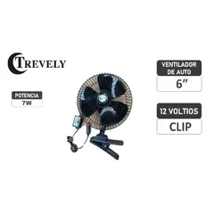 TREVELY - Ventilador para Auto 6 CT-600 TREVELY 12V - Negro