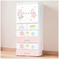 GENERICO - Ropero de 1 cuerpo plegable diseño conejitos de 176 cm