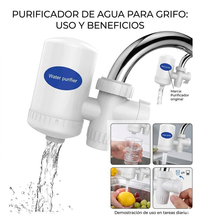Purificador de Agua para Grifo Cocina - Fácil Instalación Filtro Saludable y Ecológico