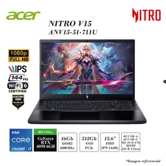 ACER - ACER NITRO V15 INTEL I7-13620H 16GB RAM 512GBSSD 6GB RTX4050 15.6 FHD 144HZ W11