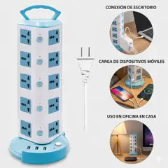 OEM - Torre de Tomacorrientes 5 Niveles con Puertos USB - Regleta Vertical para Oficina y Hogar  5Pisos