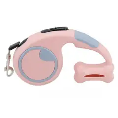 GENERICO - Correa Retráctil para Perros Con Dispensador de Bolsas - ROSADO