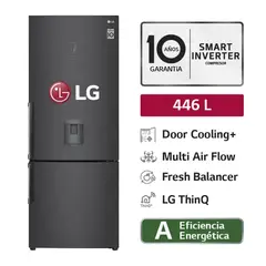 LG - Refrigeradora GB46TGT 446L Door Cooling Bottom Freezer Negro Mate LG