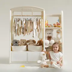 GENERICO - Armario montessori con almacenamiento infantil beige hasta 20 kilos