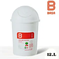 Basa - Papelera Redonda Vaiven 12 Lts Blanco- BASA.