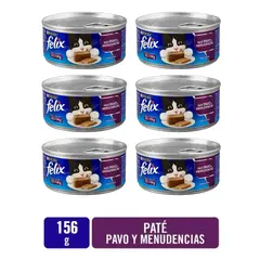 FELIX - Alimento Húmedo Para Gato Paté Pavo Y Menudencias LATA X 6und