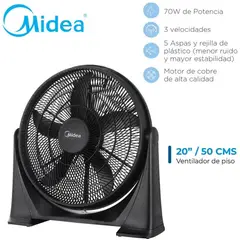 Midea - VENTILADOR DE PISO 20 PULG MIDEA 70 WATTS NEGRO
