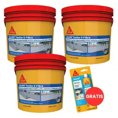GENERICO - Pack 3 Impermeabilizantes para techos con fibra gris x 4lt + Silicona para baño