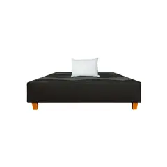 MUEBLES MACRUMO - Box tarima reforzado (P.Madera) -Negro 2 plz. Inc Almohada
