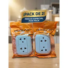 GENERICO - PACK 2 TOMACORRIENTES DOBLE CON TIERRA SOBREPONER