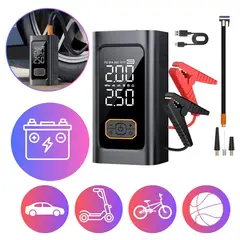 SEISA - Arrancador de Bateria Auto Inflador de Llanta 150 PSI Carro Scooter Bicicleta  Pelota Linterna