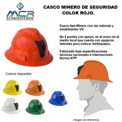 GENERICO - CASCO MINERO DE SEGURIDAD, COLOR ROJO.