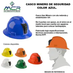 GENERICO - CASCO MINERO DE SEGURIDAD, COLOR AZUL.
