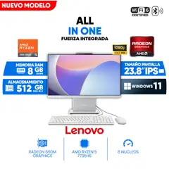 LENOVO - All in One Lenovo IdeaCentre AIO 24ARR9, 23.8" Full HD IPS Ryzen 5 7535HS, 8GB DDR5.