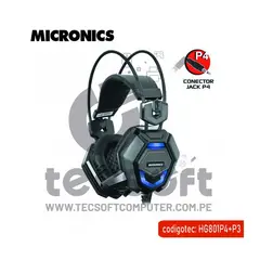 MICRONICS - LUDICO MIC HG801P4+P3 AURICULAR GAMER LED CMICRO VIBRADOR MICRONICS