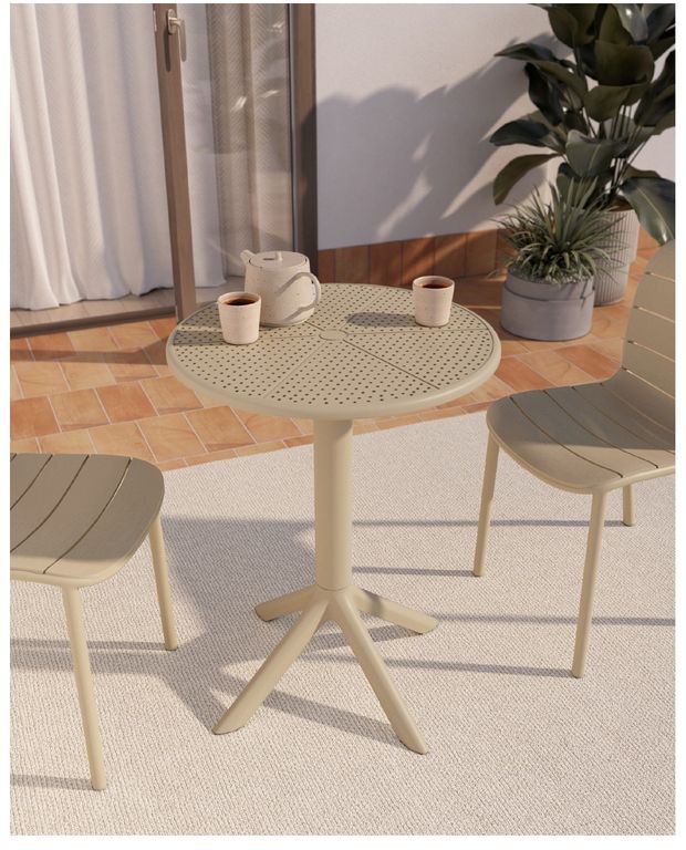 Mesa Circular Comedor Jardín Terraza 60 cm Arena