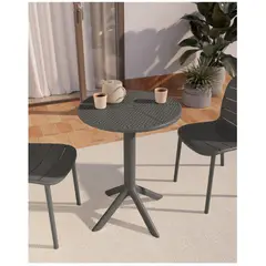 GENERICO - Mesa Circular Comedor Jardín Terraza 60 cm Gris