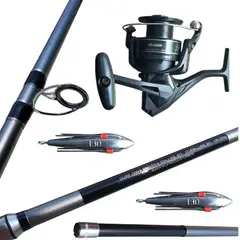 GENERICO - EQUIPO DE PESCA SURFCASTING CAÑA 4.50 CARRETE 8000 OKUMA