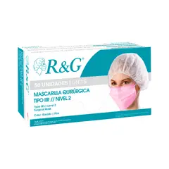 R&G - Mascarilla Quirurgica Descartable Rosado R&G Caja x 50 und