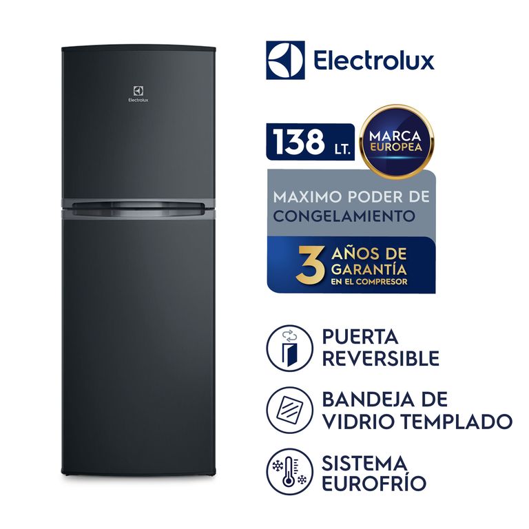 Refrigeradora Electrolux Top Freezer Frost 138L Negra ERT18G2HNB