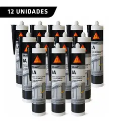 SIKA - Pack 12 unidades Sikasil IA Negro - Sellante de silicona multiuso para vidrios y ventanas 280 ml