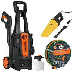 TRUPER - Combo hidrolavadora 1800PSI,  Aspiradora 12V, manguera de 10m TRUPER