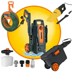 Truper - MEGACOMBO HIDROLAVADORA 1500PSI MANGUERA ASPIRADORA CAJA CON RUEDA