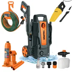 Truper - MEGACOMBO HIDROLAVADORA 1500PSI MANGUERA GATA HIDRAULICA  ASPIRADORA