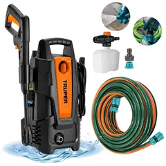 Truper - Hidrolavadora alta presion 1500 PSI + manguera reforzada premium 10m