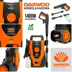DAEWOO - Hidrolavadora automática portátil de alta presión para el hogar con potente bomba de agua