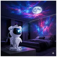 GENERICO - Proyector Galaxia Astronauta Bluetooth Parlante Sonidos Ambientales Luna y Estrellas
