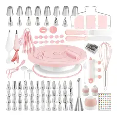 EVERSO - Kit Decoración Pasteles 137 Piezas Nubeta Con Manga Picos Espátula Base Giratoria