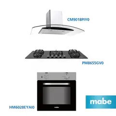 Mabe - Combo Campana 90cm +Encimera a Gas 86cm +Horno Eléctrico 60cm Mabe