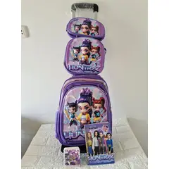 GENERICO - Set Mochila con Ruedas Las Guerreras K-pop Huntrix Cazadoras de demonios Lila Animado