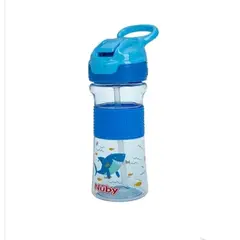 NUBY - Botella Thirsty Kids 360 Ml Sport Botón Azúl Nuby
