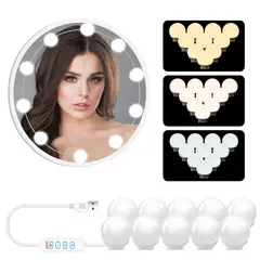 OEM - Set de Iluminación LED para Espejo de Maquillaje - 3 Colores de Luz y Conexión USB Portátil