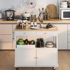 GENERICO - Mueble Auxiliar de Cocina Isis Blanco y Duna