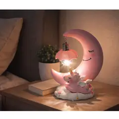 GENERICO - Lámpara Unicornio Luna LED Luz Nocturna Infantil Decoración Habitación Niños