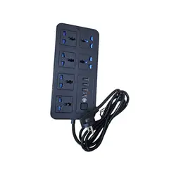 GENERICO - Tomacorriente Con Puerto Usb Y Tipo C Extensión Eléctrica NEGRO