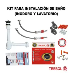 TREBOL - KIT PARA INSTALACIÓN DE BAÑO (INODORO Y LAVATORIO)
